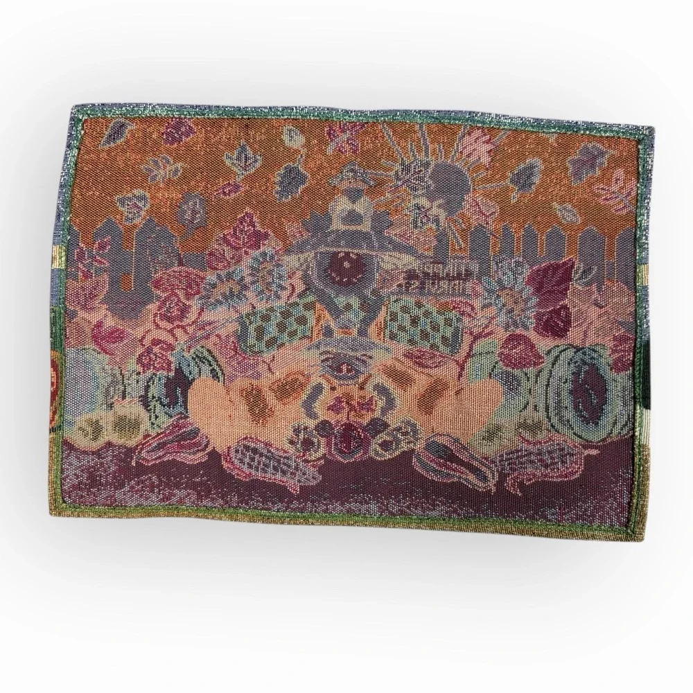 Set of 8 Vintage Fall Tapestry‎ Placemats Happy Harvest Scarecrow Thanksgiving